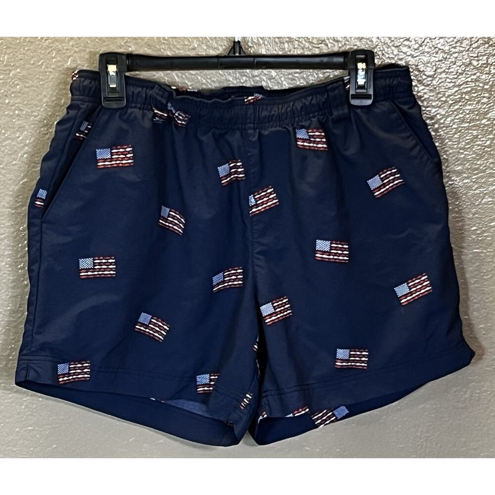 Columbia PFG Nylon Fishing Shorts Men’s Large Navy Blue American Flag USA
